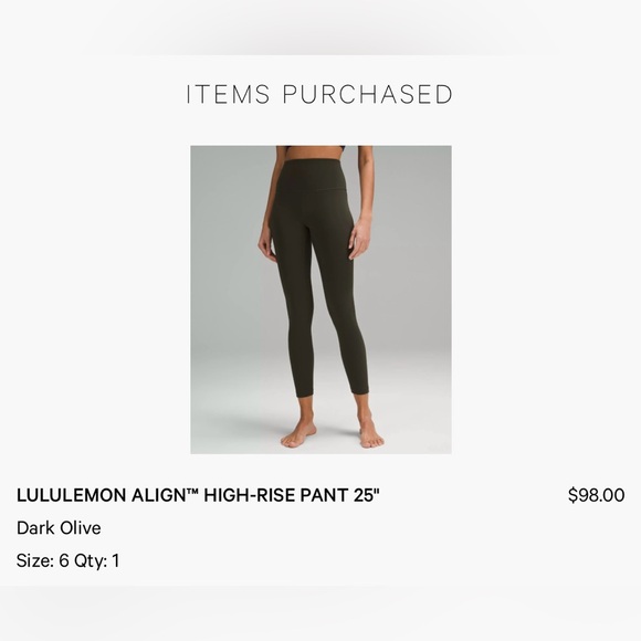 🍋LULULEMON ALIGN™ HIGH-RISE PANT 25" dark olive - Picture 2 of 5
